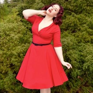 Unique Vintage Cherry Red Delores Dress